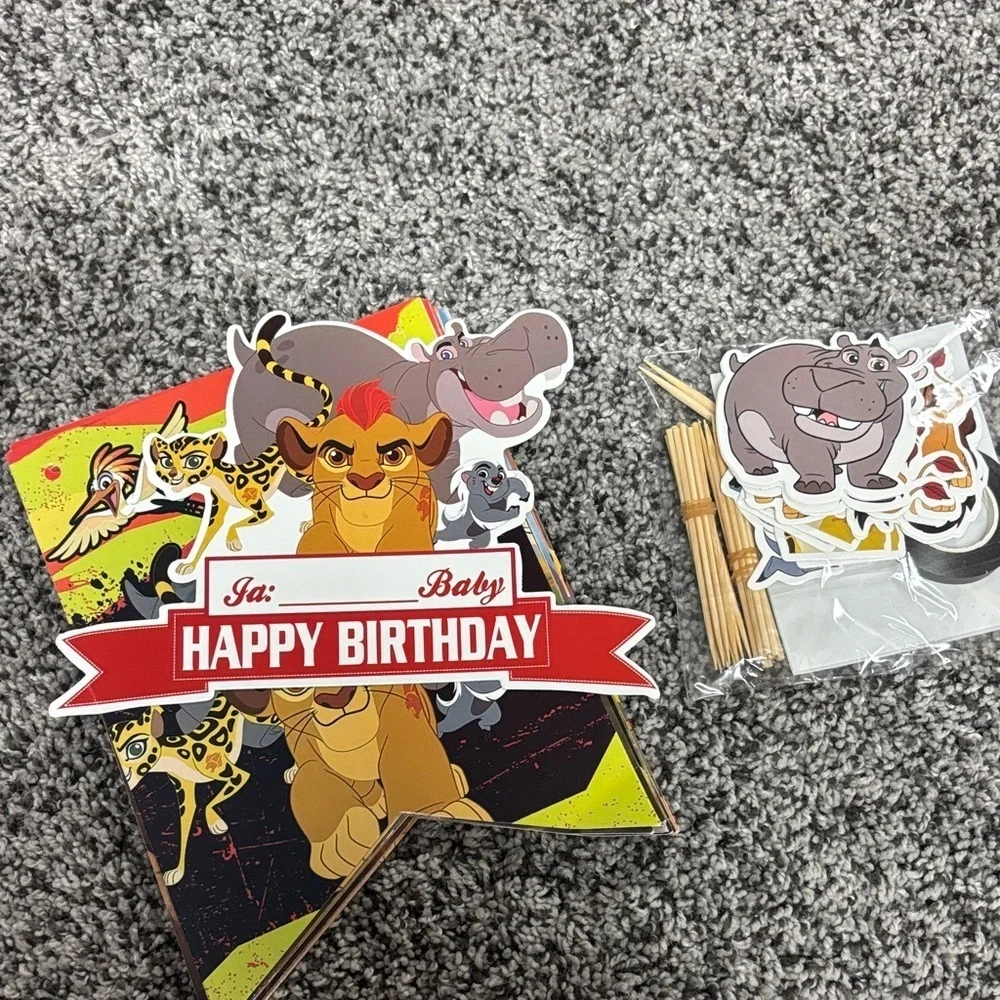 Lion Guard Party Banner and Cake Toppers
